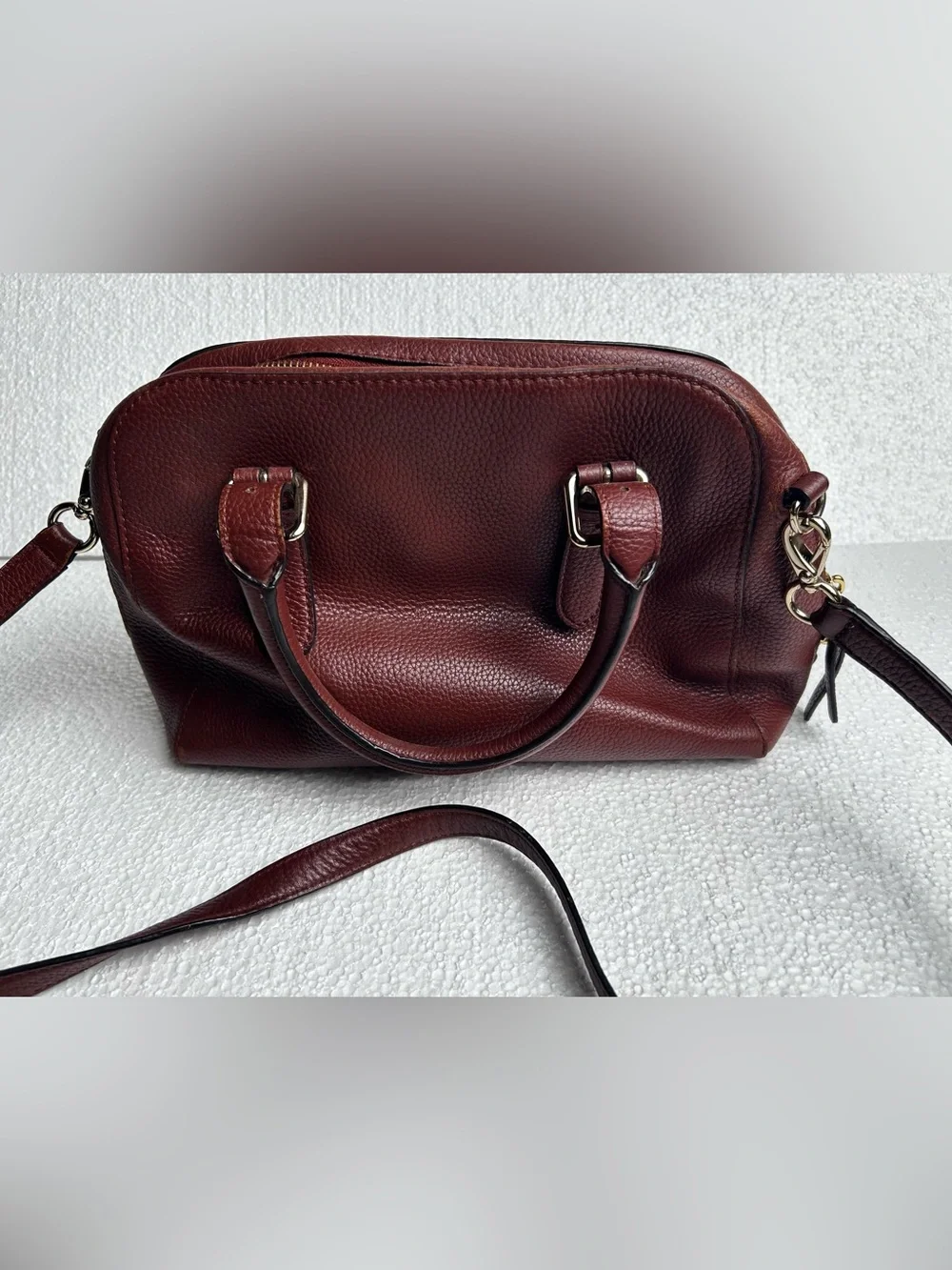 kate spade Pebbled Leather Satchel in Deep Burgundy